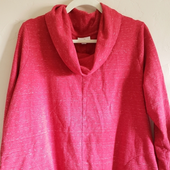 J. Jill Turtleneck Womens Red XL Oversized Boho Tunic Cowlneck Lounge Pullover - Picture 7 of 11